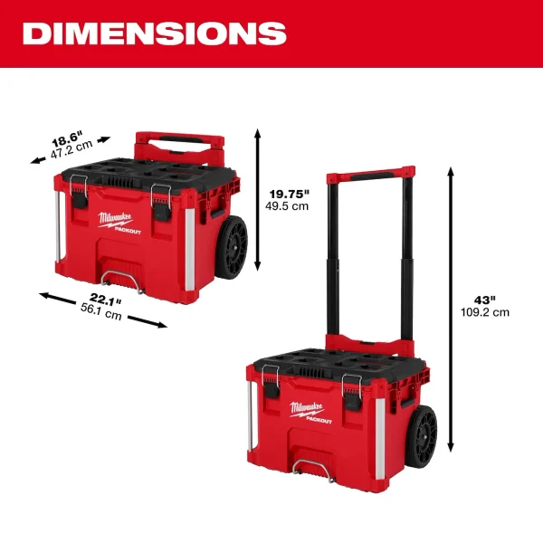 Caja de herramientas con ruedas con asa contraíble PACKOUT Milwaukee 48-22-8427 250lbs(113.40kg) - Imagen 2