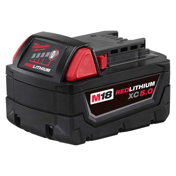 Batería de litio 18V 5.0Ah Milwaukee 48-11-1850 M18 REDLITHIUM XC5.0 con capacidad extendida