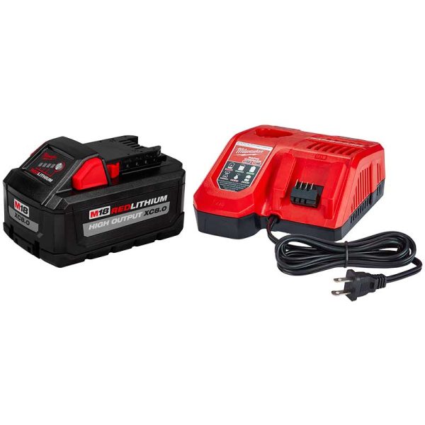 Kit combo Cargador rápido para Baterías de Litio 18V M18 y 12V M12 con una batería 8Ah M18 Milwaukee 48-4059A