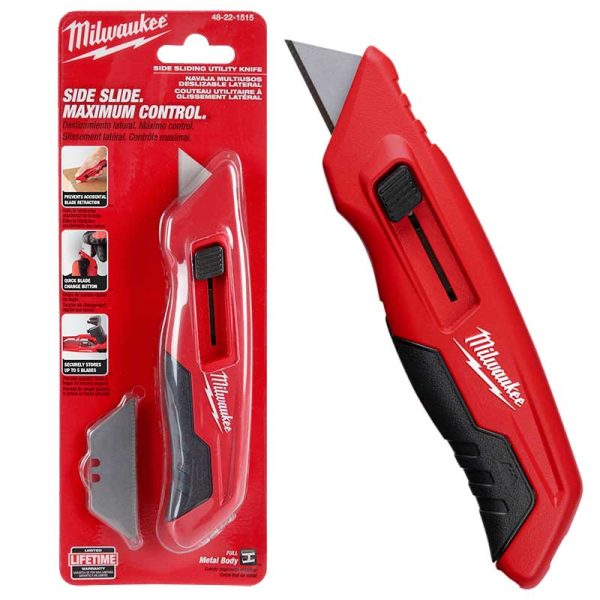 Cutter Cuchilla Trincheta Navaja Multiusos con deslizamiento lateral Milwaukee 48-22-1515