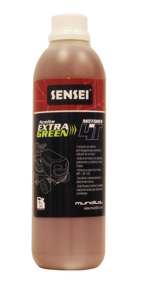 Aceite mineral multigrado para motores 4T Sensei EXTRA GREEN Botella 1,5 Litros