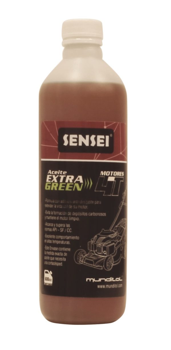 Aceite mineral multigrado para motores 4T Sensei EXTRA GREEN Botella 600cc