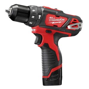 Taladro con percutor Atornillador inalámbrico a Batería 12V M12 Milwaukee 2408-259A 3/8"(10mm) 30Nm con bolso (incluye un cargador y dos baterías 2.0Ah)