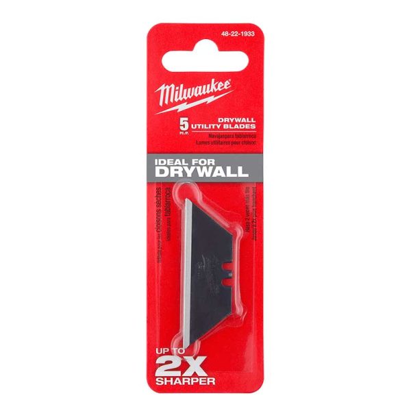 Hoja de cuchilla Trapezoidal multiuso drywall Milwaukee 48-22-1933 para Navajas Cutter trinchetas (5 unidades x blister) - Imagen 3