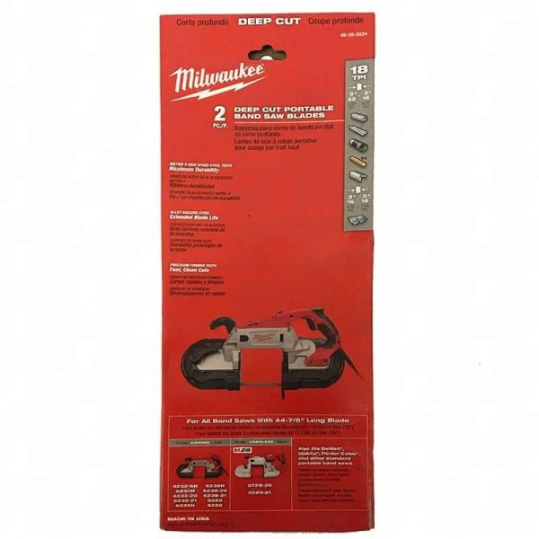 Hoja lamina de sierra Milwaukee 48-39-0524 18tpi Largo 1139.8mm(44-7/8") para sierras de banda cintas (2 unidades por paquete) - Imagen 5