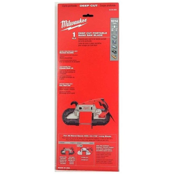 Hoja lamina de sierra Milwaukee 48-39-0550 10/14tpi Largo 1139.8mm(44-7/8") para sierras de banda cintas (1 unidad por paquete) - Imagen 5