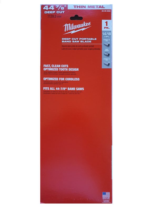 Hoja lamina de sierra Milwaukee 48-39-0560 14/18tpi Largo 1139.8mm(44-7/8") para sierras de banda cintas (1 unidad por paquete) - Imagen 2