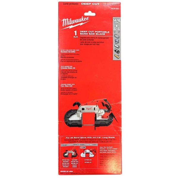Hoja lamina de sierra Milwaukee 48-39-0560 14/18tpi Largo 1139.8mm(44-7/8") para sierras de banda cintas (1 unidad por paquete) - Imagen 5