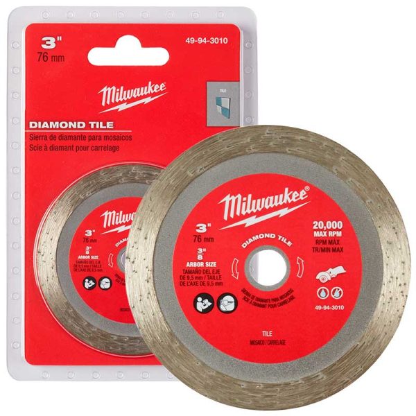Disco Hoja de corte Diamantado continuo Milwaukee 49-94-3010 de 3"(76mm) para modelo 2522-20 (1 unidad por blíster) - Imagen 2