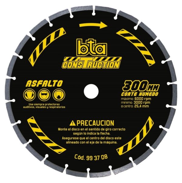 Disco diamantado Segmentado para Asfalto Bta Construction 300mm(12”) 993708 para Cortadoras de Hormigón