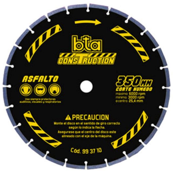 Disco diamantado Segmentado para Asfalto Bta Construction 350mm(14”) 993710 para Cortadoras de Hormigón