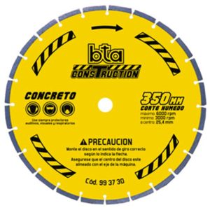 Disco diamantado Segmentado para Concreto Bta Construction 350mm(14”) 993730 para Cortadoras de Hormigón