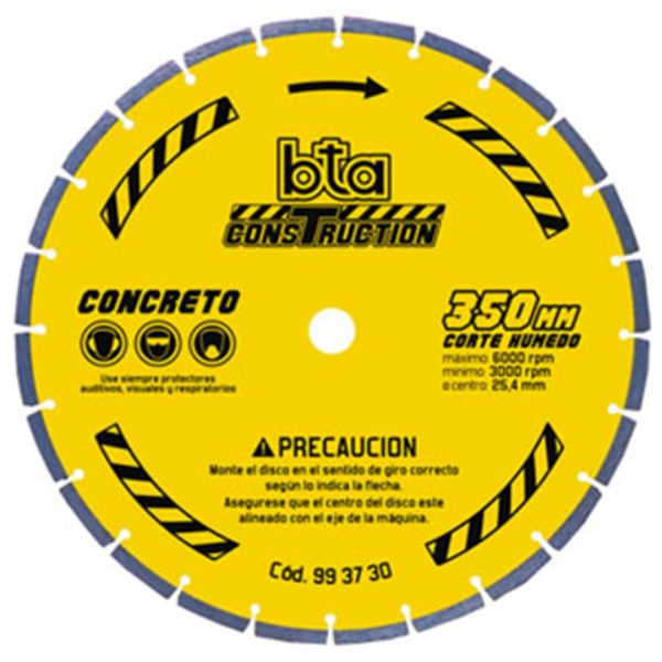 Disco diamantado Segmentado para Concreto Bta Construction 350mm(14”) 993730 para Cortadoras de Hormigón
