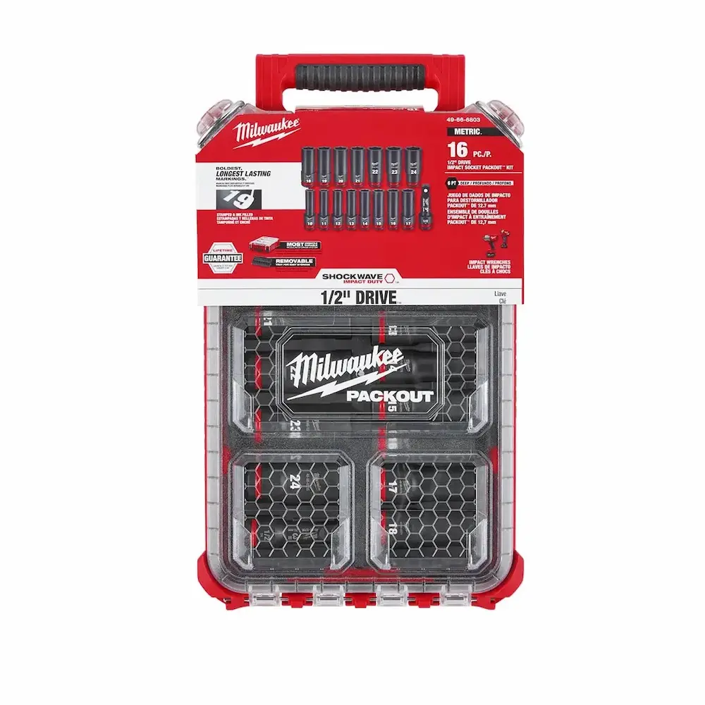 Juego Set Kit 16 piezas de llaves tubos de impacto Milwaukee 49-66-6803 SHOCKWAVE Encastre 1/2" con PACKOUT - Imagen 5