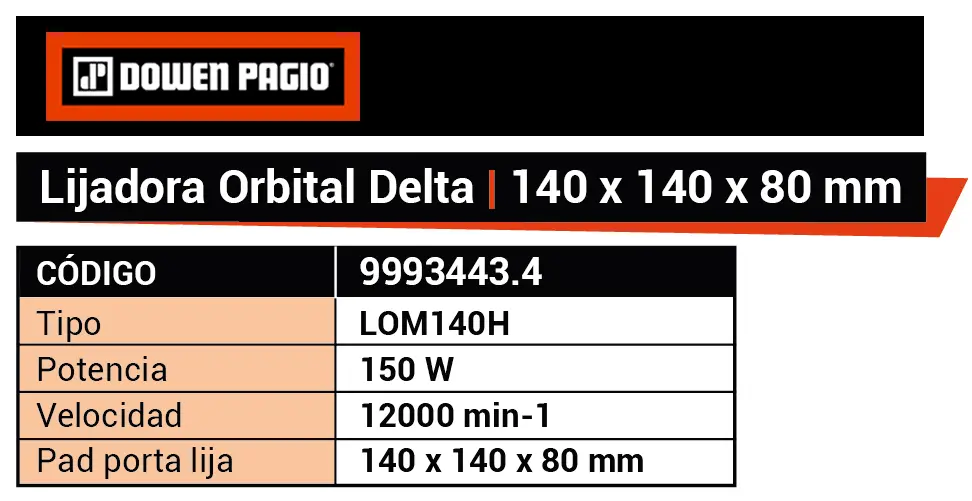 Lijadora Orbital Delta Eléctrica Dowen Pagio LOM140H 150W 220v 9993443.4 - Imagen 4