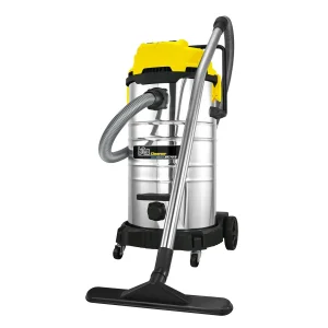 Aspiradora industrial polvo y líquido BTA Tools 70 litros 3600W de acero inoxidable.