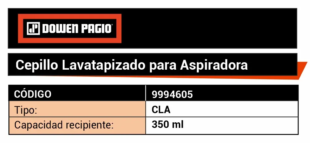 Cepillo Lavatapizado Para Aspiradora Dowen Pagio CLA Limpia Tapizado Recipiente Incorporado 350ml 9994605 - Imagen 8
