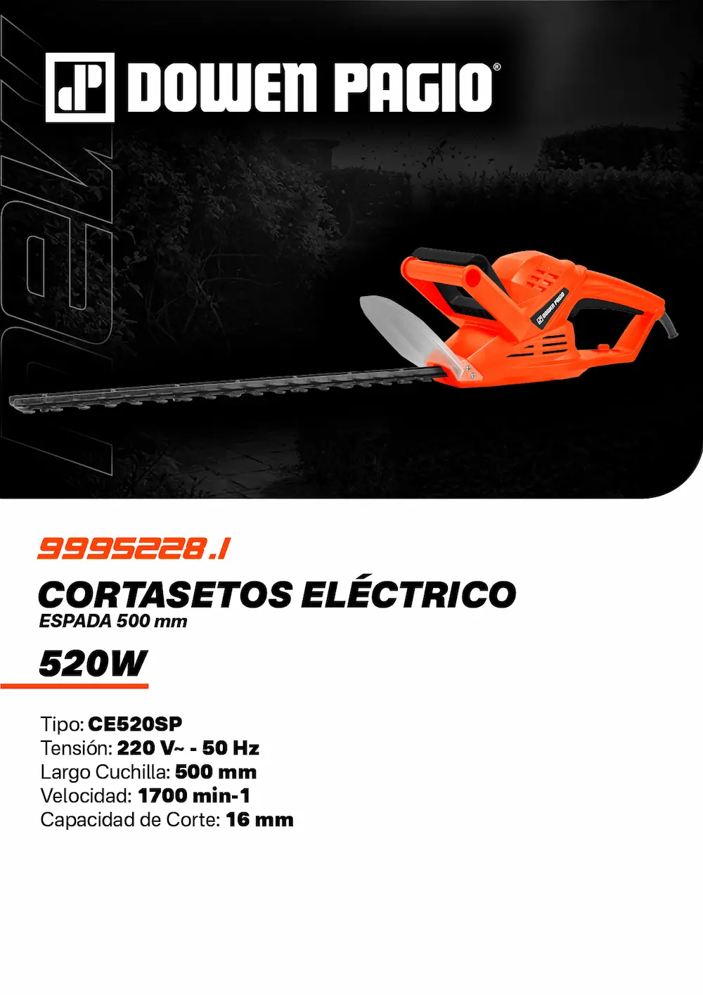 Ficha técnica de especificaciones del corta cercos Dowen Pagio 9995228.1